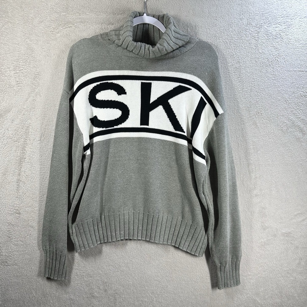 ELAN SKI‎ Sweater Gray Turtleneck Women's Size L Cotton